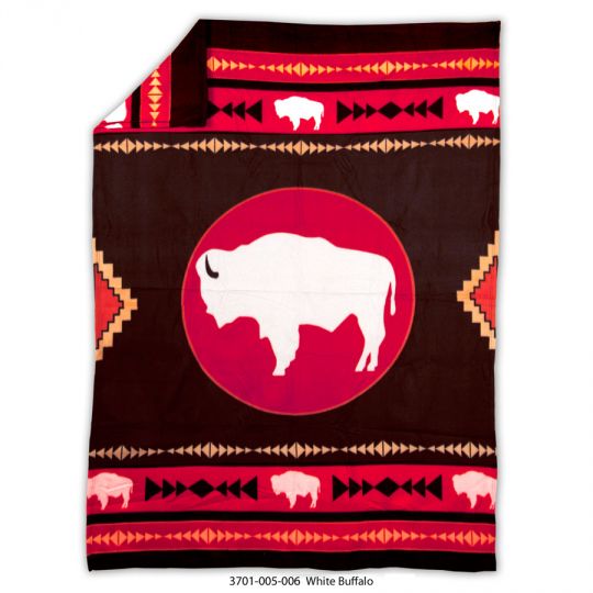 Fleece Indian Blanket - White Buffalo by Missouri River
