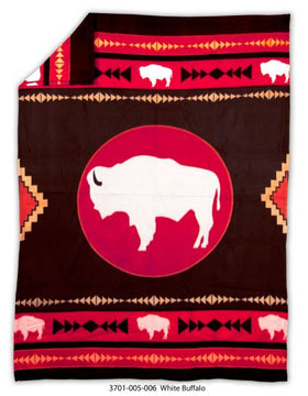 Fleece Indian Blanket - White Buffalo by Missouri River