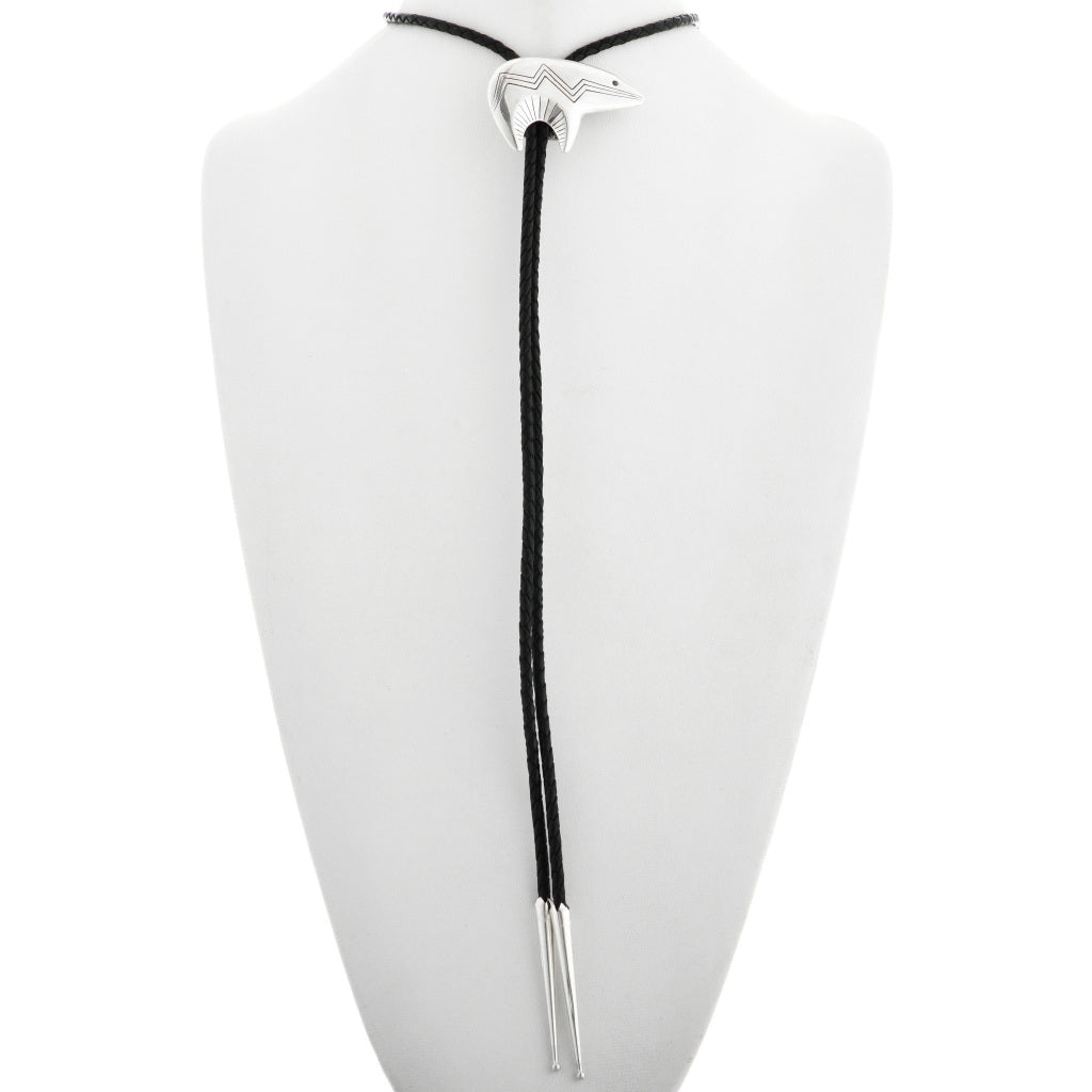 Navajo Sterling Silver Bear Bolo Tie