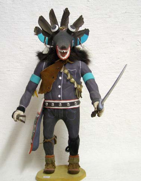 Antique Hopi Carved Black Ogre Katsina Doll by Arthur Holmes Sr