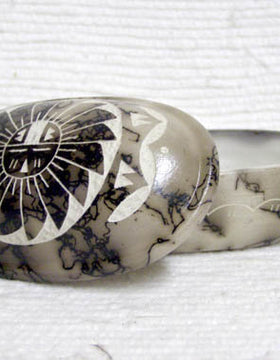 Native American Style Ceramic Oval-Shaped Jewelry Box