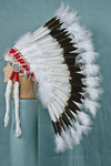 Deluxe Warbonnet with Hand-Painted Eagle Feathers in White Color
