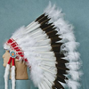 Deluxe Warbonnet with Hand-Painted Eagle Feathers in White Color