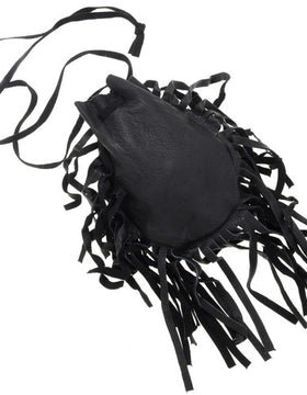 Handmade Leather Indian Medicine Bag Necklace in Black