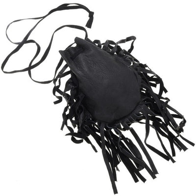 Handmade Leather Indian Medicine Bag Necklace in Black