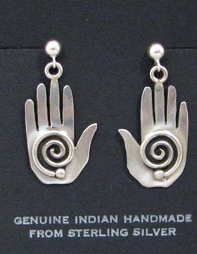 Healing Hand Sterling Silver Post Earrings by Bernadette Eustace