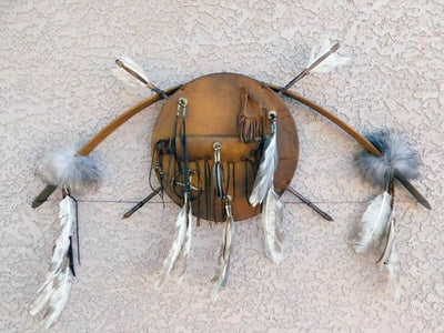 Authentic Native American Style Navajo Made Bow and Arrows with Warrior Shield