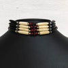 4-Row Native American Choker with Red Glass Beads
