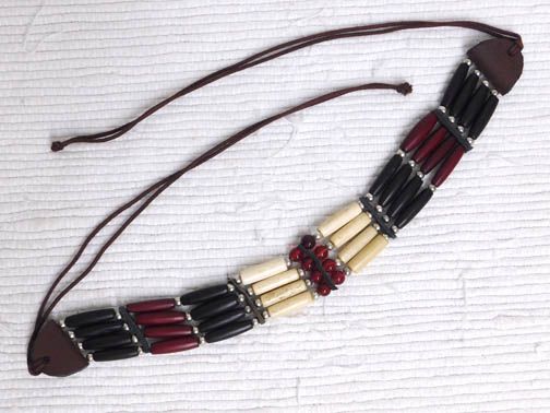 4-Row Native American Choker with Red Glass Beads