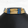 4-Row Native American Ivory Choker with Blue Glass Beads