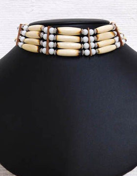 4 -Row Native American Antiqued and White Choker