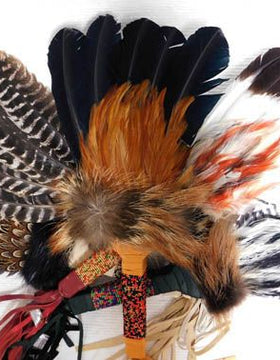 Creek Made Prayer Fan with Flat Beaded Handle