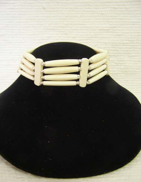 4-Row Native American Style Plain White Choker