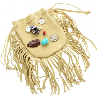 Fringed Leather Indian Medicine Bag With Prayer Bundle