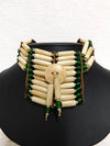 Native American Miniature Breastplate-Ivory with Green Beads
