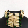 Native American Miniature Breastplate-Ivory with Green Beads