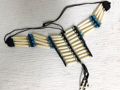 Native American Miniature Breastplate in White and Turquoise