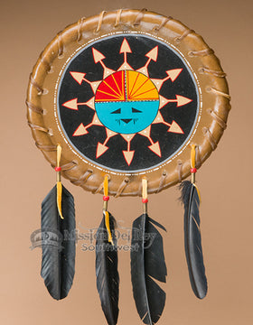 11.5" Native American Rawhide Sun Face Shield