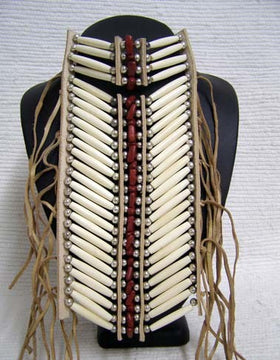 Small Ivory Native American Breastplate with Red Stones