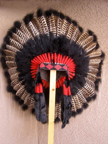 Native American Black Barred Turkey Warbonnet