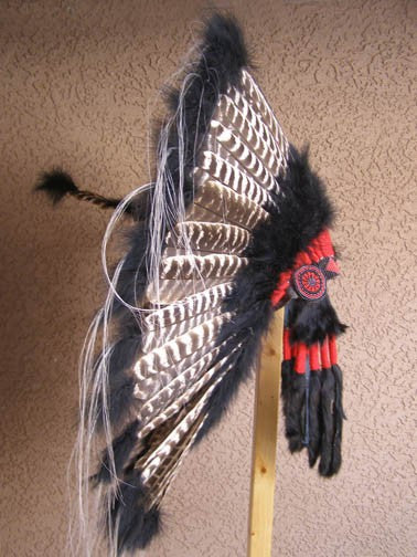 Native American Black Barred Turkey Warbonnet