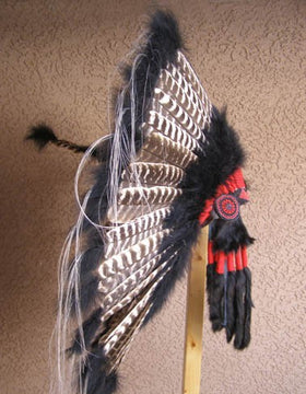 Native American Black Barred Turkey Warbonnet
